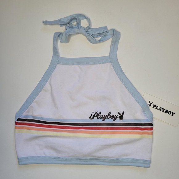 COPY - PLAYBOY Halter Crop Top Open Back Size Small - Picture 1 of 2